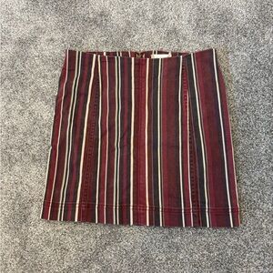Altar'd State Maroon and Cream Striped Mini Pencil Skirt Small